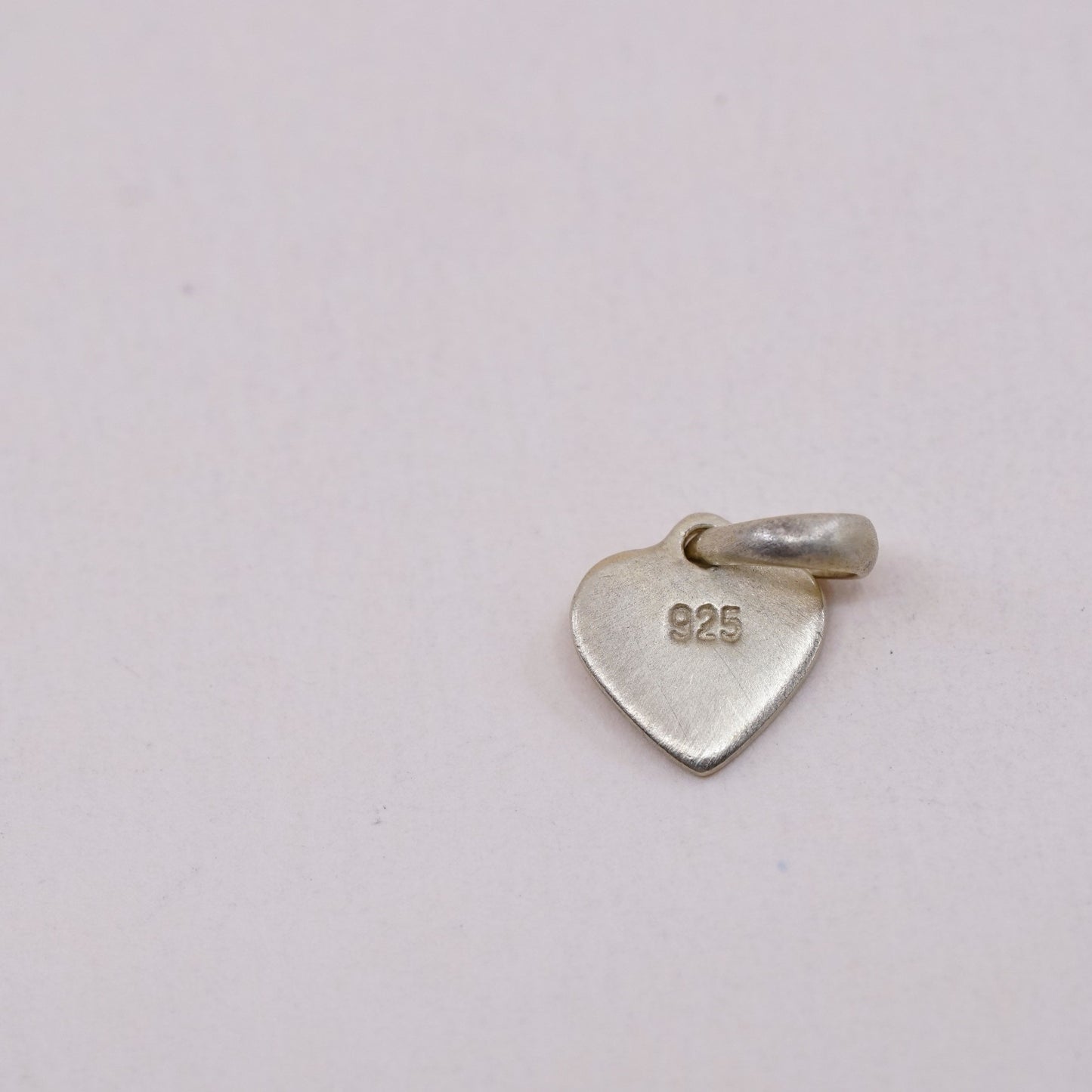 Vintage gold over sterling silver heart tag charm, 925 pendant