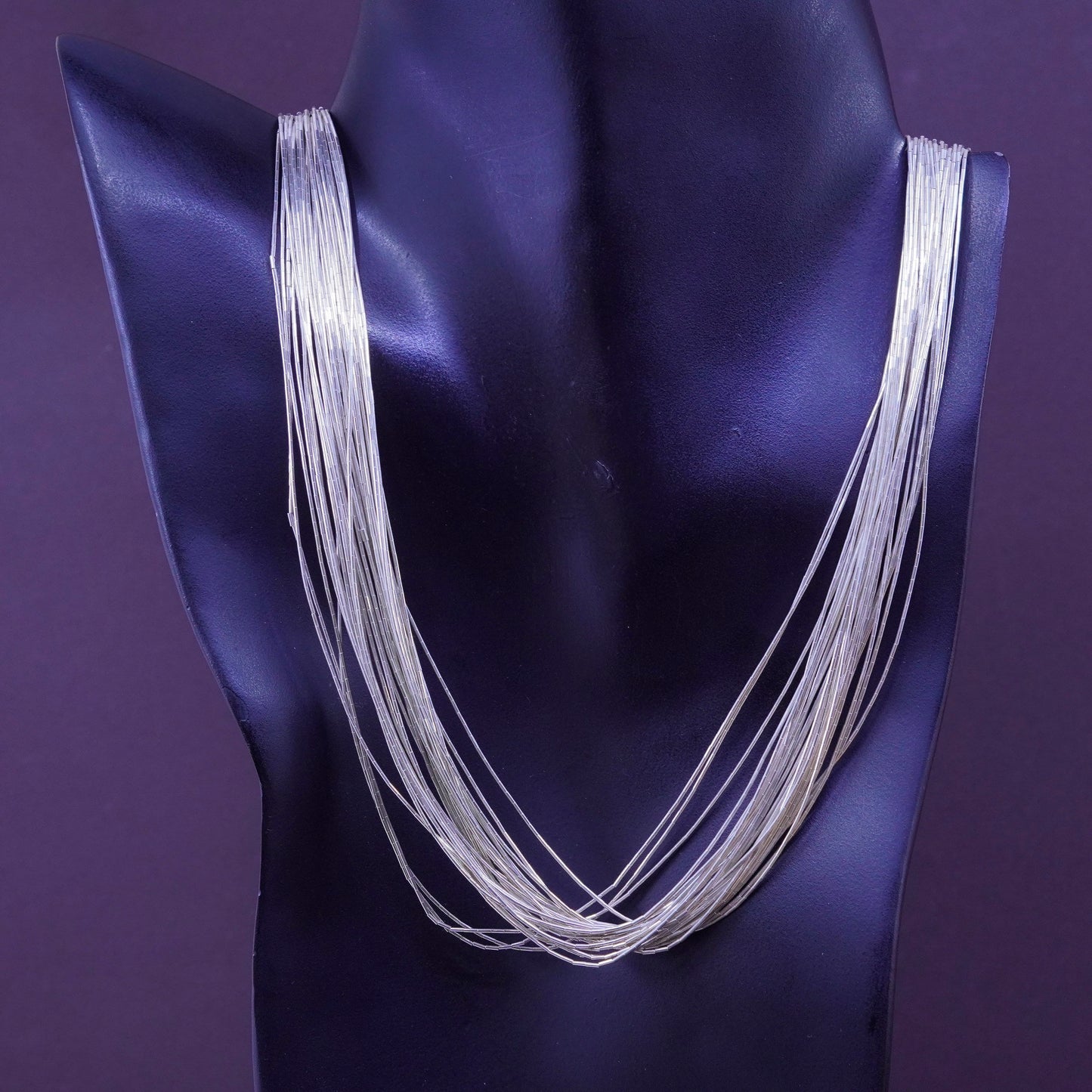 30”, liquid Sterling silver 30 strands necklace, Native American handmade chain