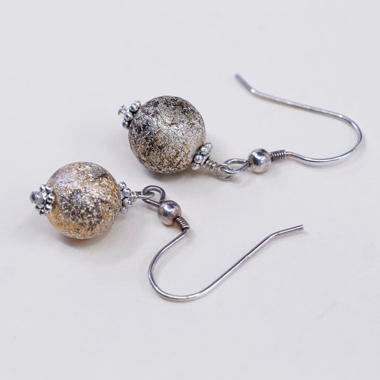 Vintage sterling silver handmade earrings, 925 beads dangles