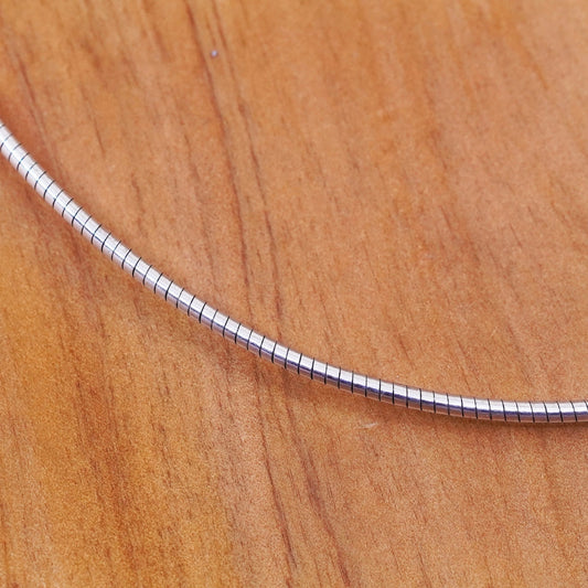 16”, 1mm, vintage sterling silver snake chain, Italy 925 necklace