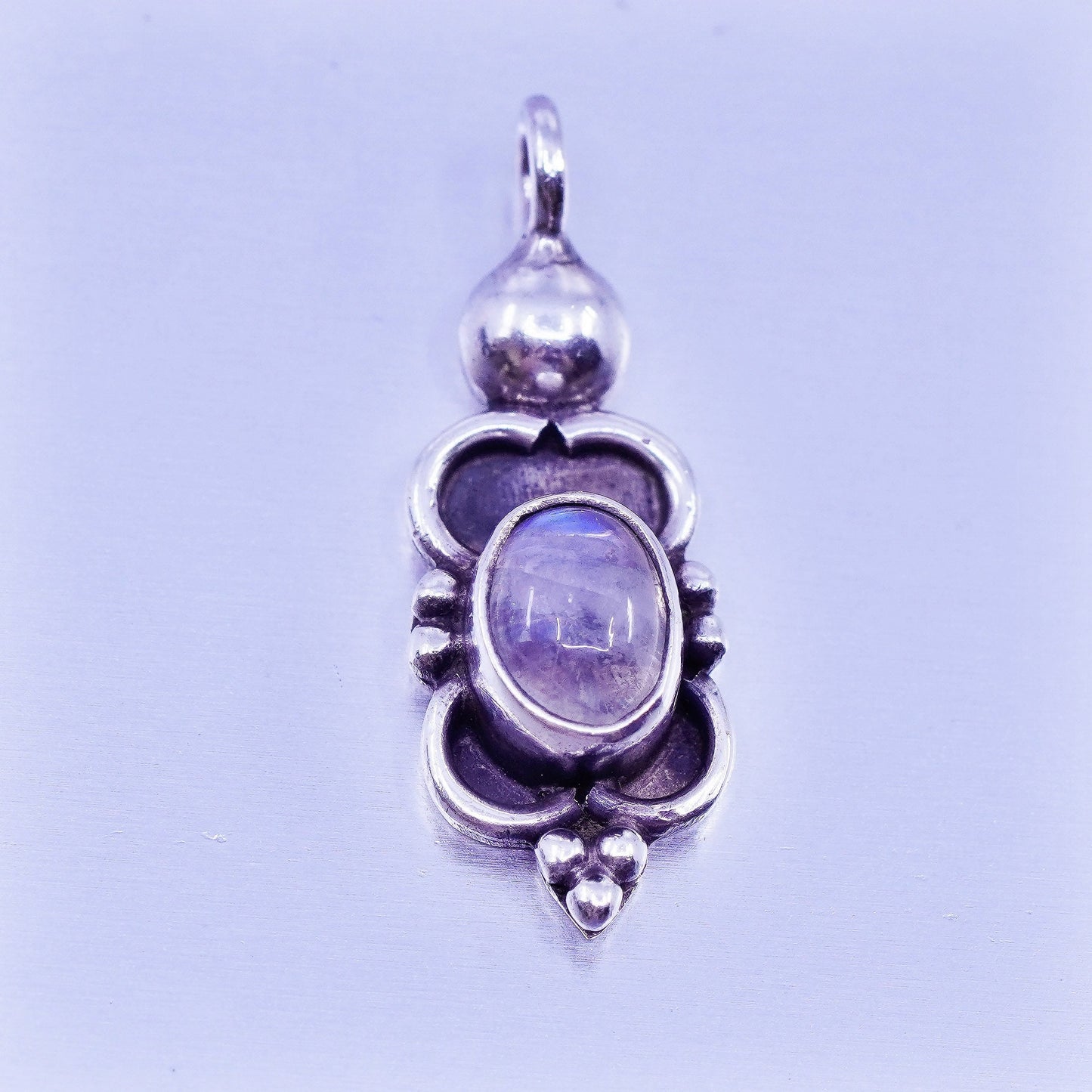 antique sterling 925 silver handmade pendant with blue moonstone