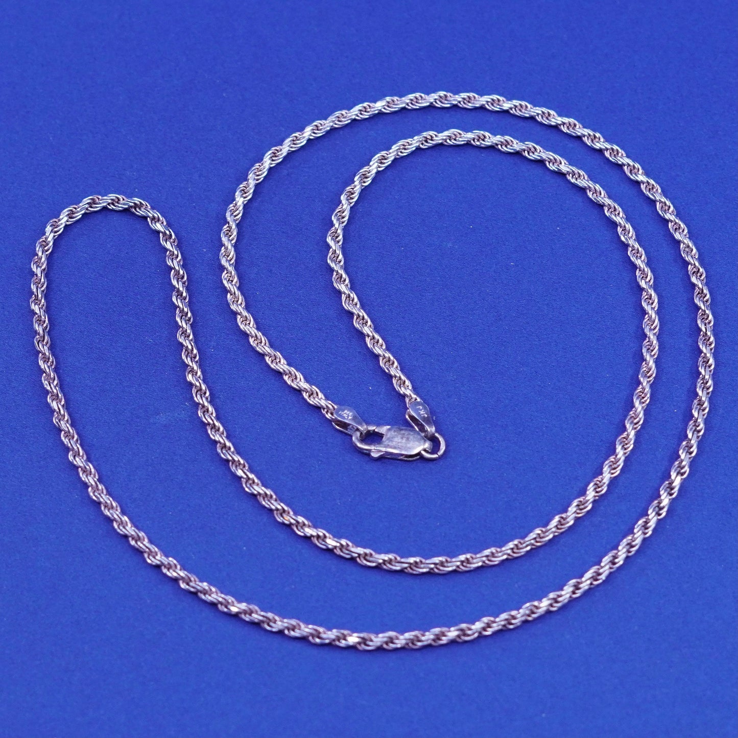 24”, 3mm, vintage FJK italy sterling silver necklace, 925 diamond rope chain