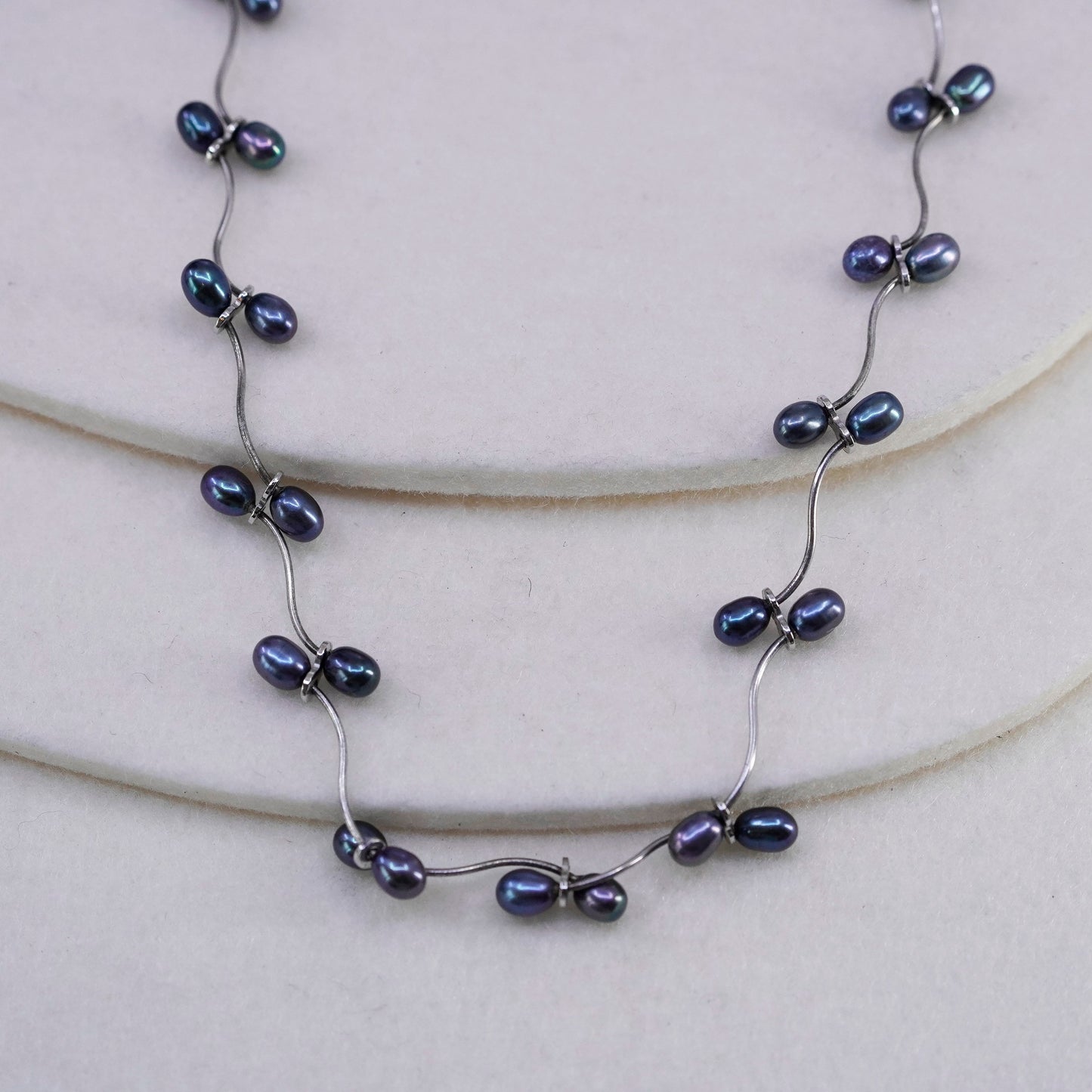 16”, freshwater 4mm black pearl dna necklace with Sterling 925 silver clasp