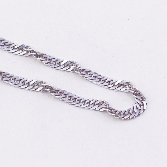 20”, 4mm, Vintage sterling silver Italy 925 twisted curb chain, necklace