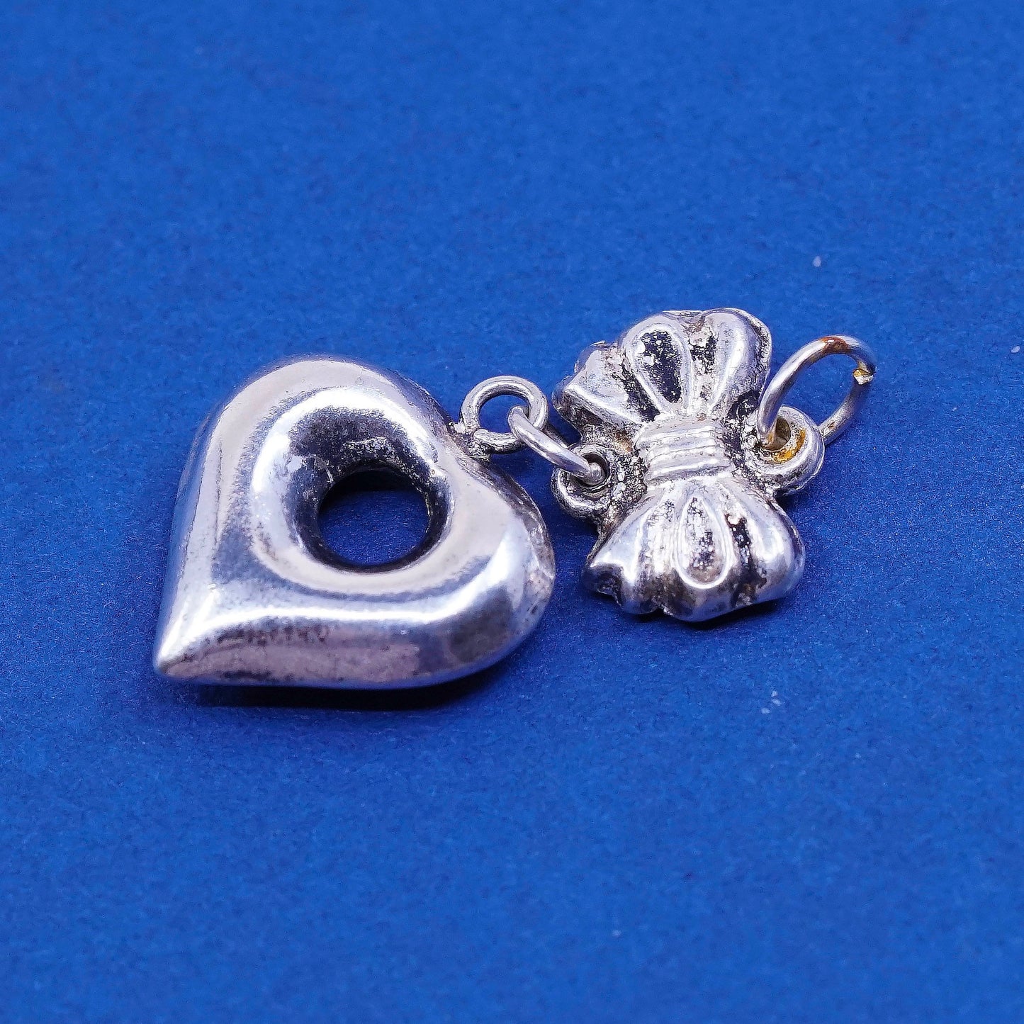 Vintage sterling silver handmade pendant, 925 heart charm