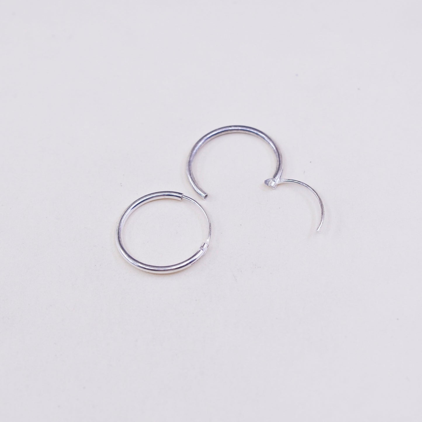 0.5”, sterling silver loop earrings, minimalist, textured 925 hoops, huggie