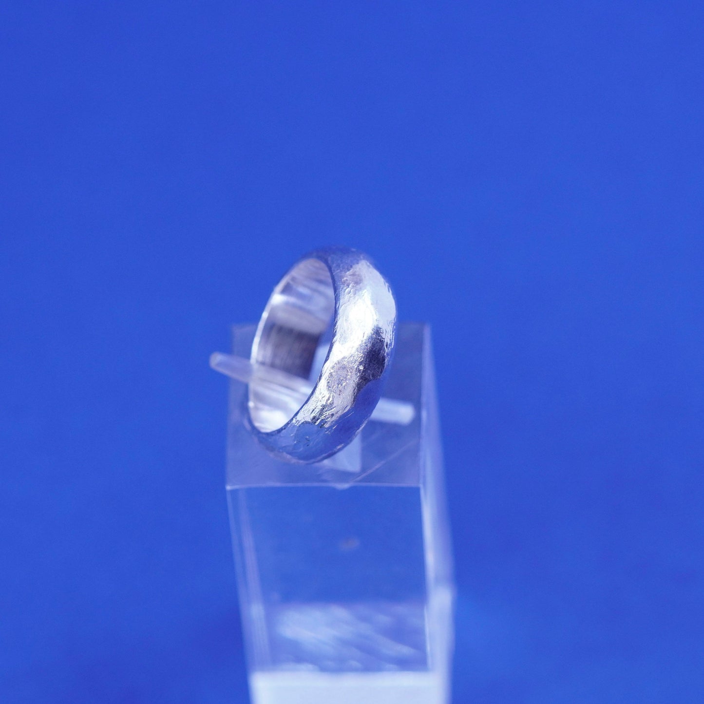 Size 4.75, vintage Sterling silver handmade ring, hammered 925 wedding band