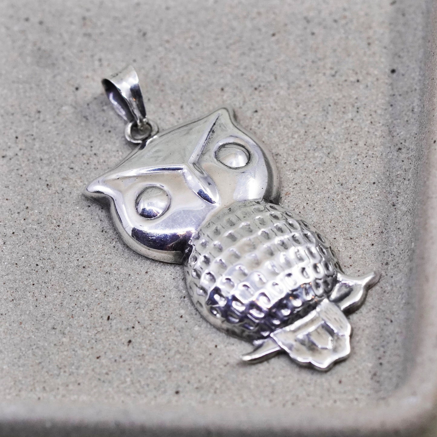 Vintage Sterling 925 Silver handmade owl bird pendant