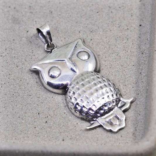 Vintage Sterling 925 Silver handmade owl bird pendant