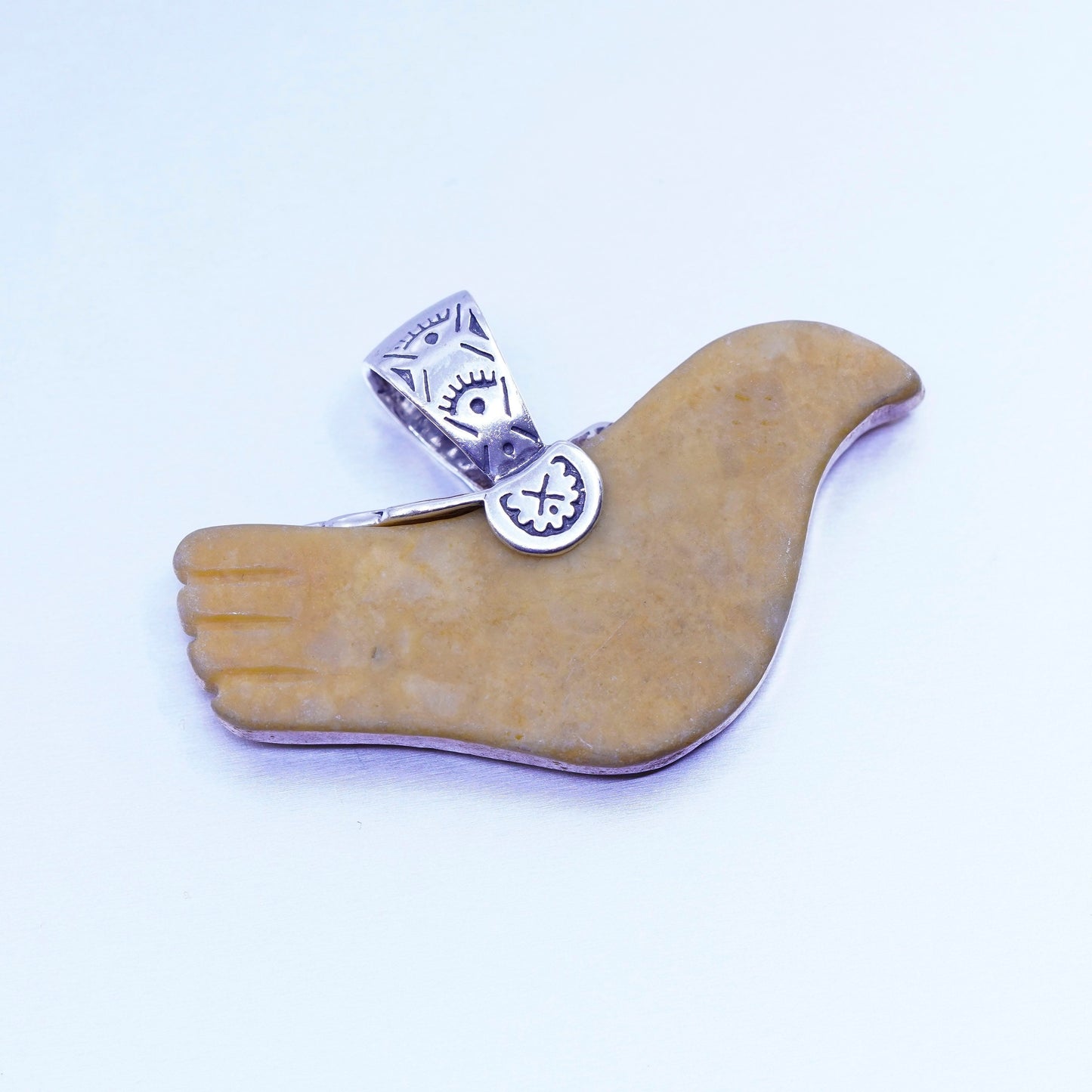 Relios Carolyn pollack handmade slide bird pendant sterling 925 silver jasper