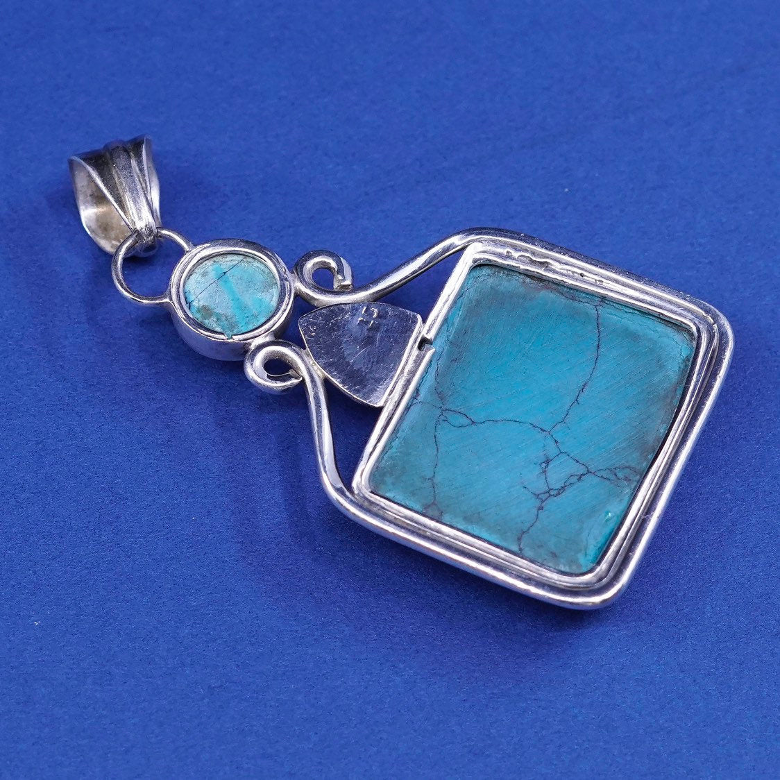 vtg Sterling silver handmade pendant, 925 with turquoise