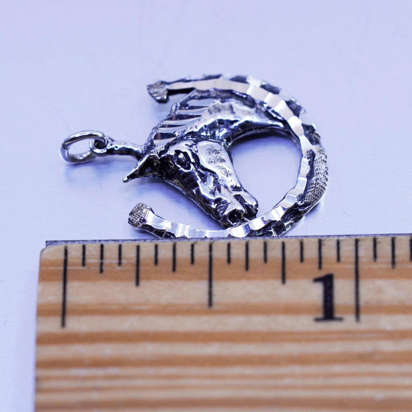 Antique Sterling silver handmade simple 925 horse charm pendant