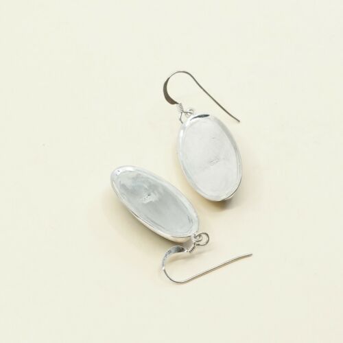 Vtg Amazing handmade Sterling Silver earrings, 925 W/ Oval Turquoise Dangles