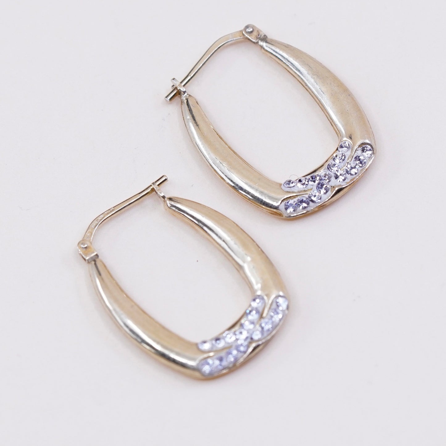 1”, Jordan vermeil gold over sterling silver loop earrings, 925 hoops with Cz