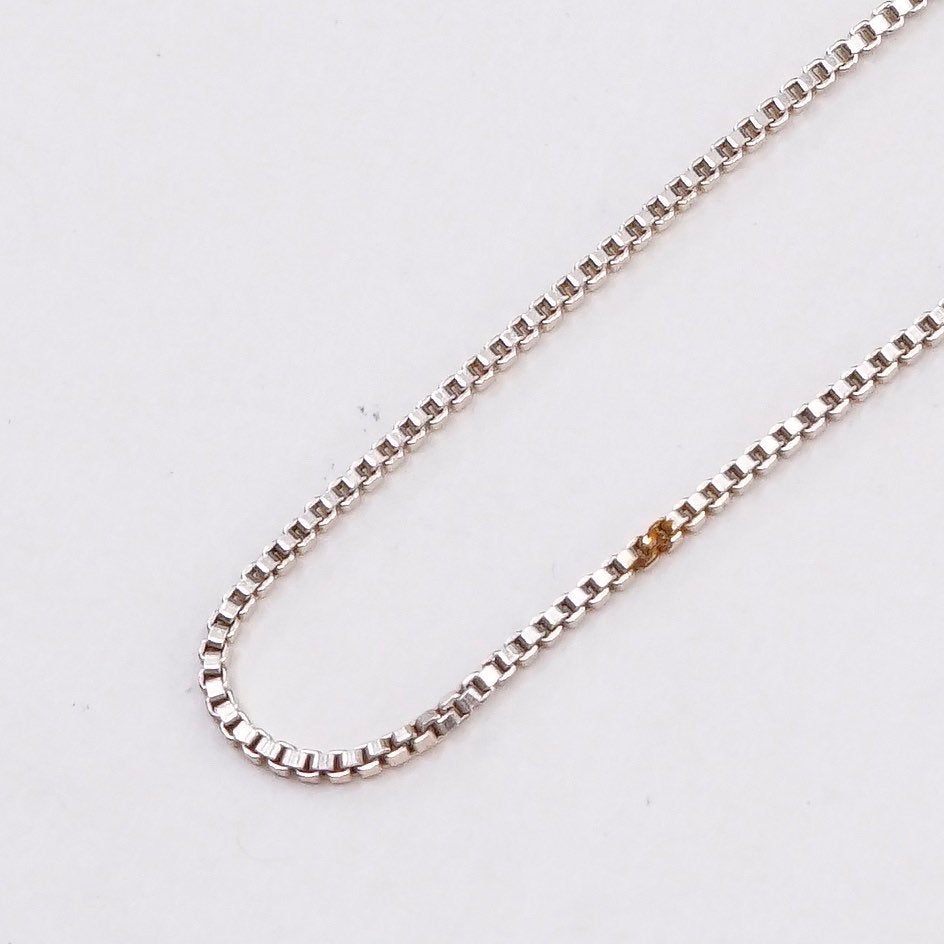 18”, 1mm, Vintage vermeil gold over sterling 925 silver box chain, necklace