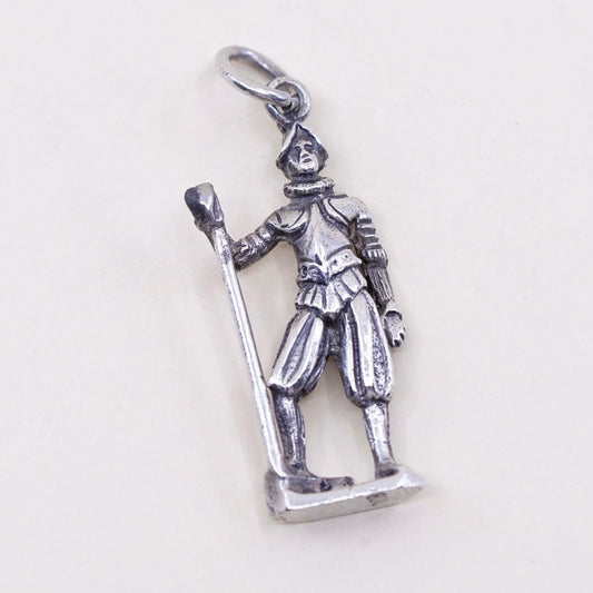 vtg sterling silver handmade pendant, 800 ancient mid century knight charm