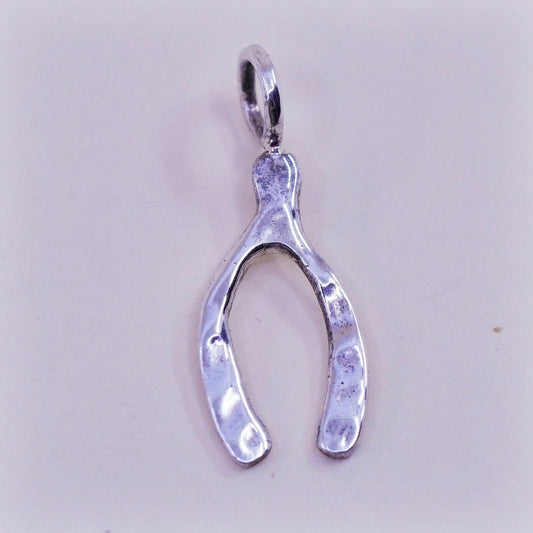 Vintage sterling silver wishbone charm, 925 pendant