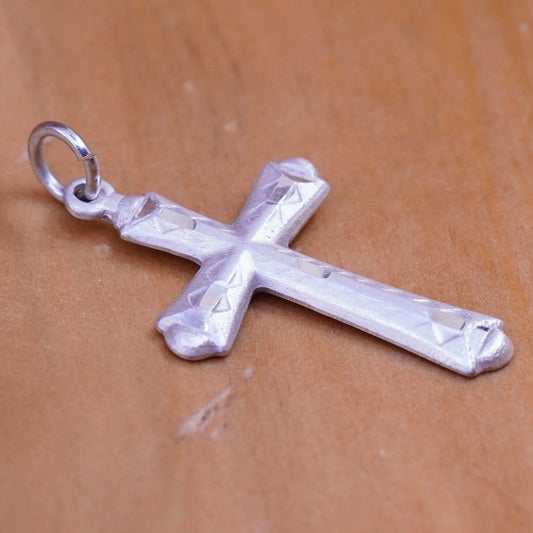 Vintage Sterling silver handmade pendant, 925 textured cross