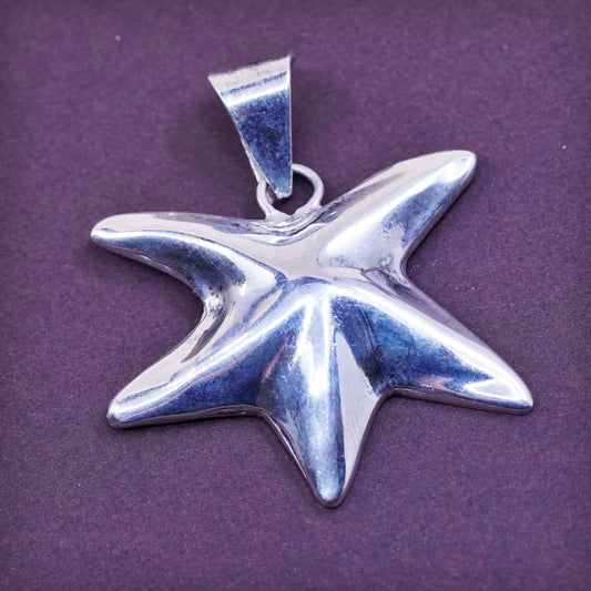 Vintage sterling silver handmade pendant, mexico 925 star, starfish, unique