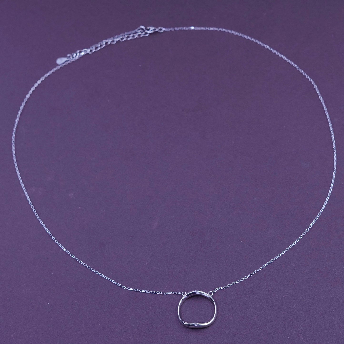 16+2”, vintage Sterling silver necklace, 925 circle chain with circle pendant