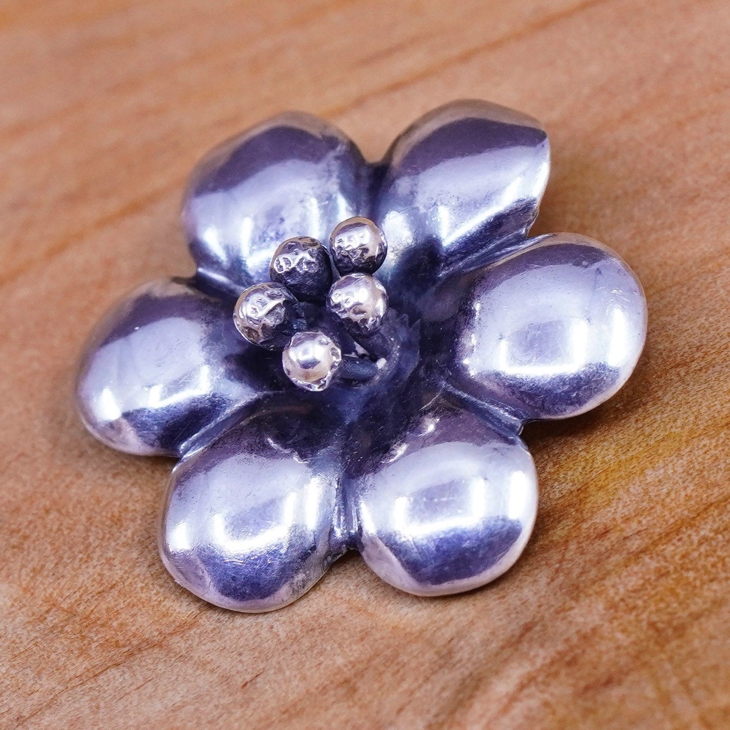 Vintage Sterling silver handmade flower pendant, 925 charm