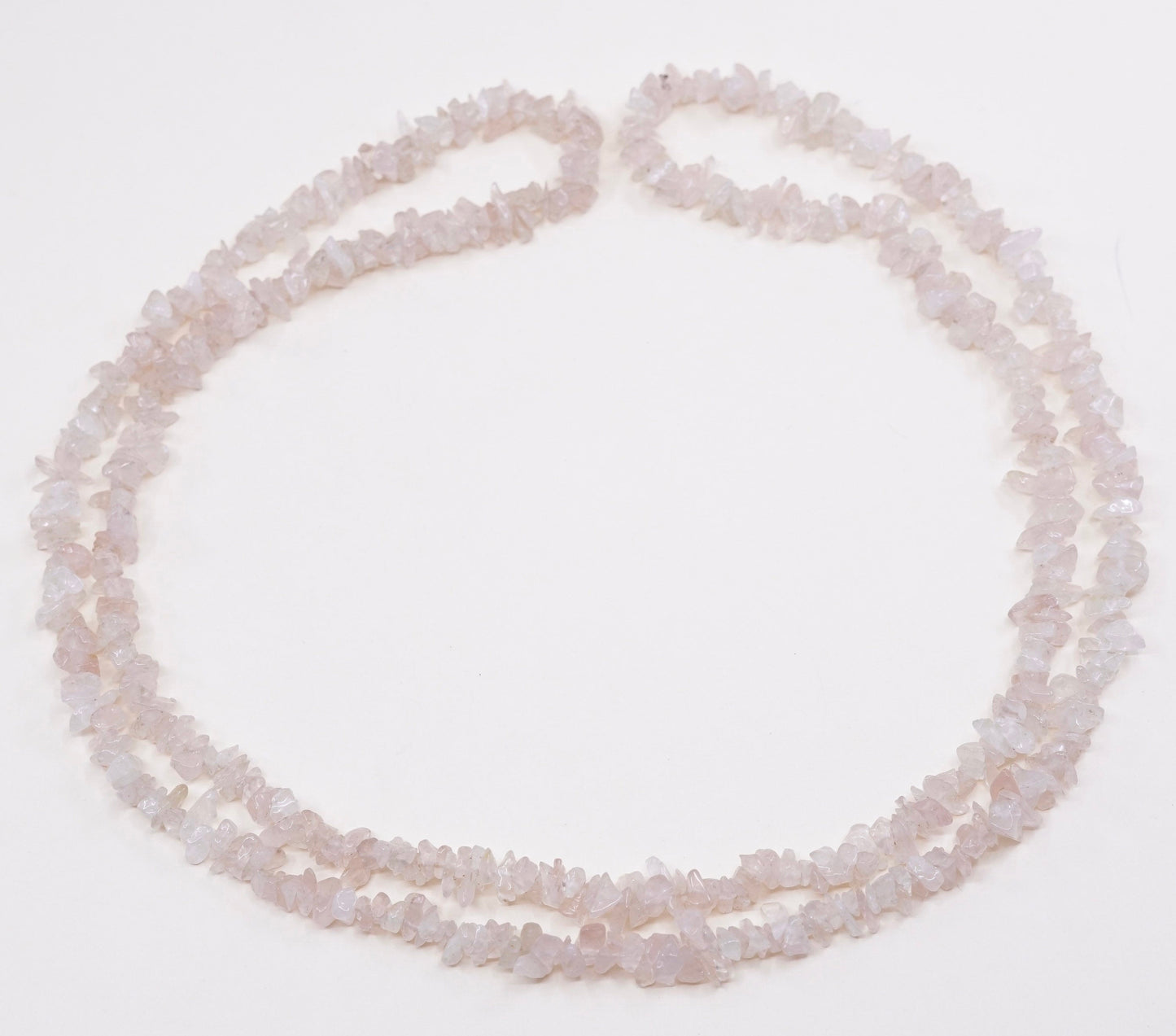 36”, Vintage handmade pink quartz beads necklace