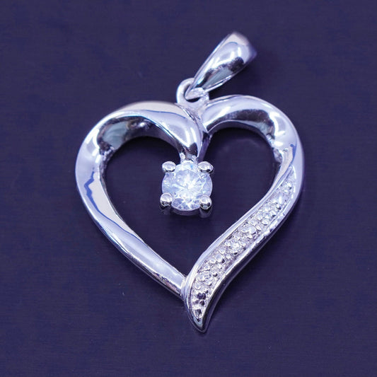 antique Sai sterling 925 silver heart pendant with Cz