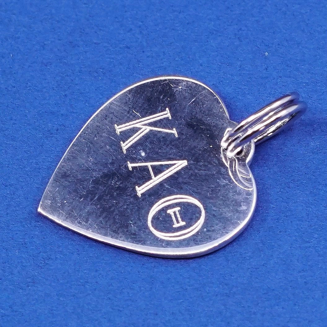 vtg sterling silver handmade pendant, 925 charm w/ laser monogram initial "KAO