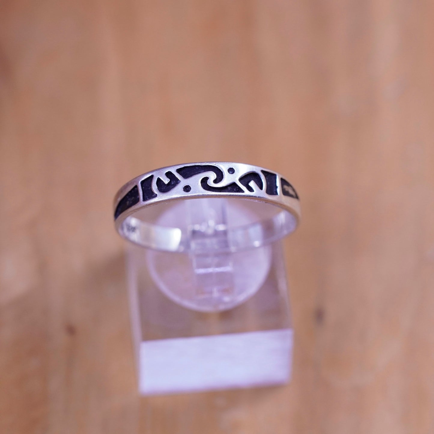 Size 10.5, vintage sterling silver handmade ring, 925 stackable patterned band