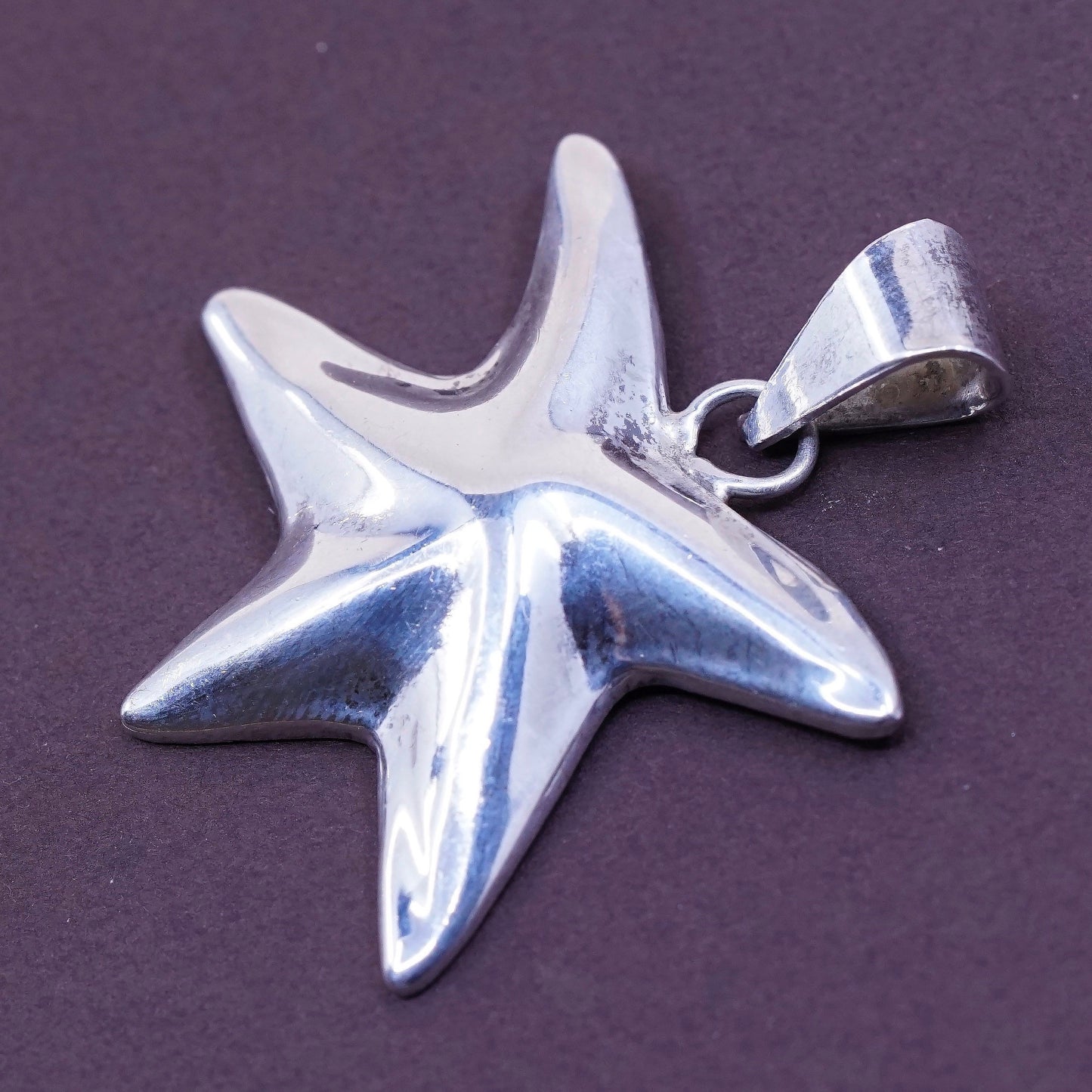 Vintage sterling silver handmade pendant, mexico 925 star, starfish, unique