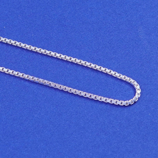 24”, 1mm, vintage Sterling silver handmade necklace, 925 box chain