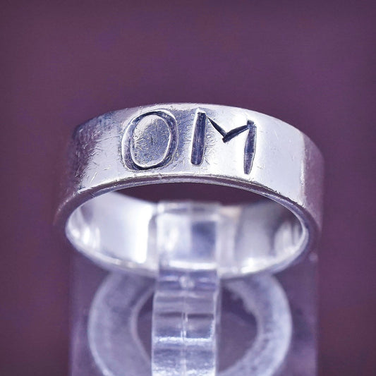 sz 7, vtg Sterling silver prayer ring, solid 925 band with "OM" engraved