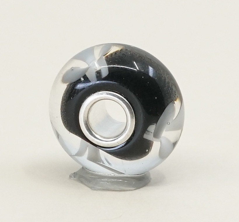 VTG Sterling silver handmade foil glass bead charm