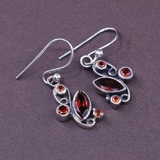 VTG Sterling silver handmade earrings, 925 w/ ruby and cable