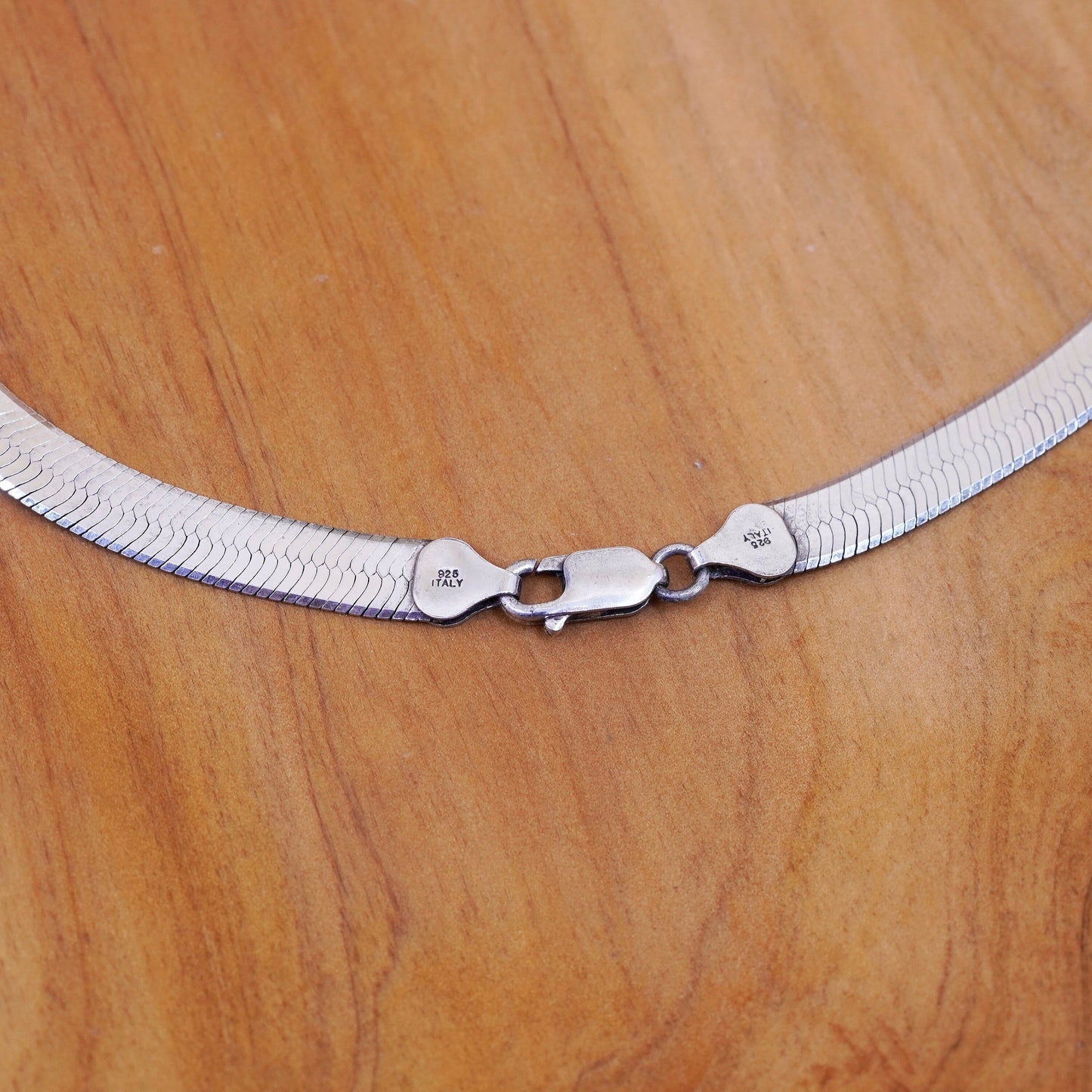 18”, 7mm, vintage Italy Sterling silver herringbone chain, 925 necklace