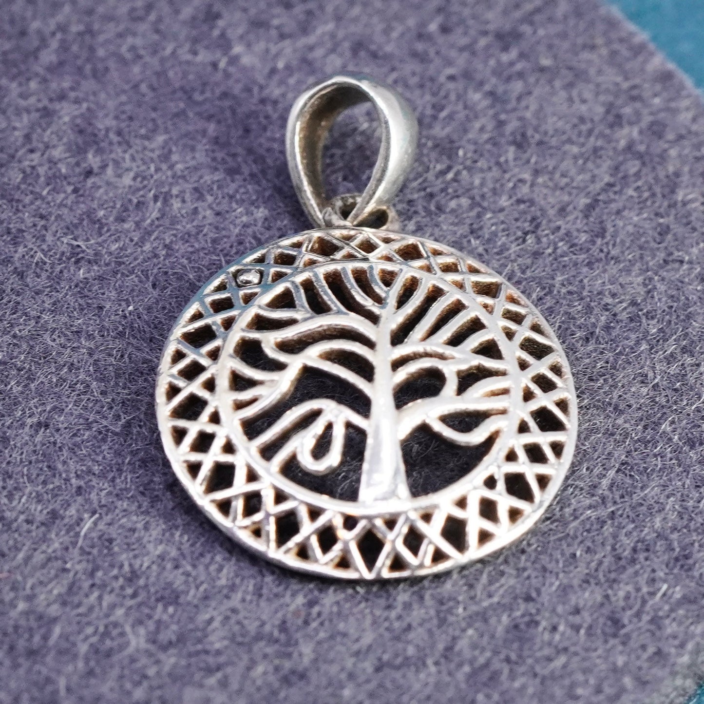 Irish Sterling silver handmade pendant, 925 filigree tree charm