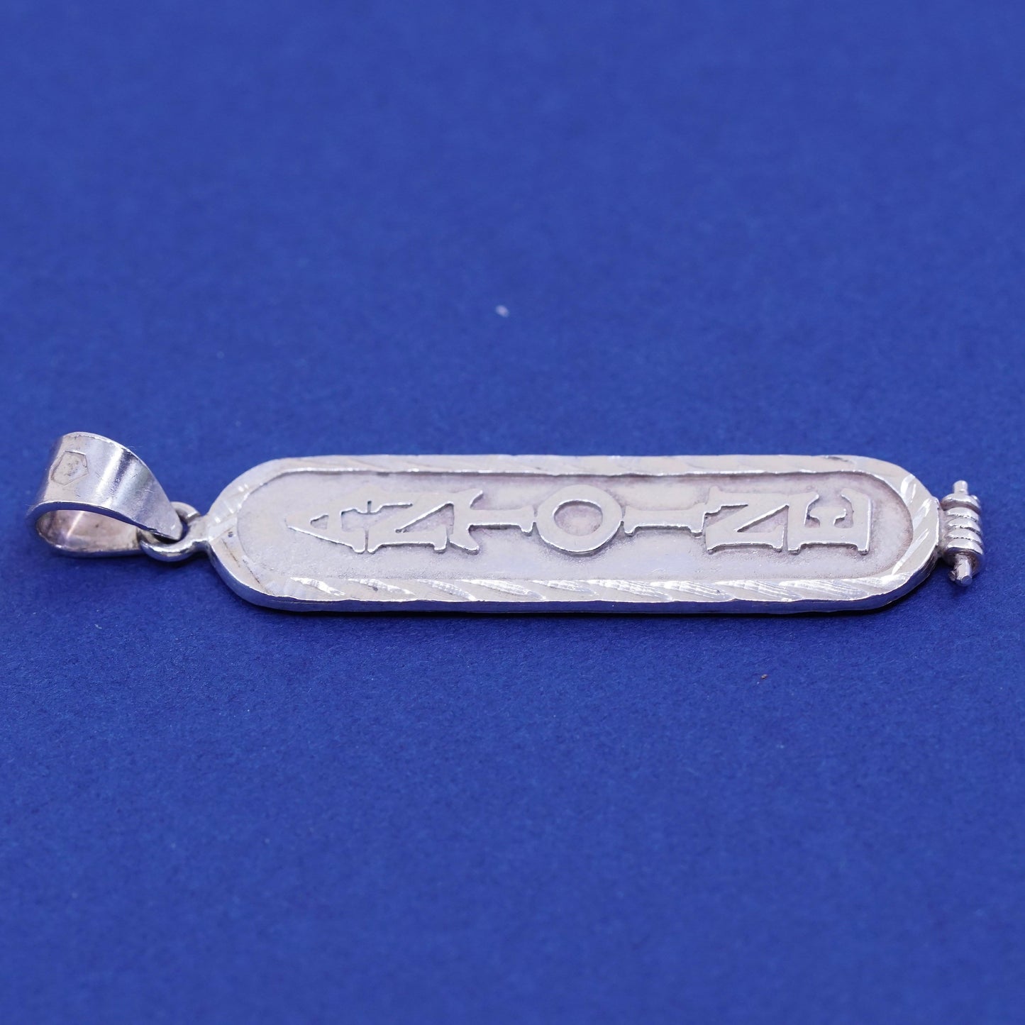 vtg Sterling silver handmade pendant, Egyptian 925 tag embossed name Antoine