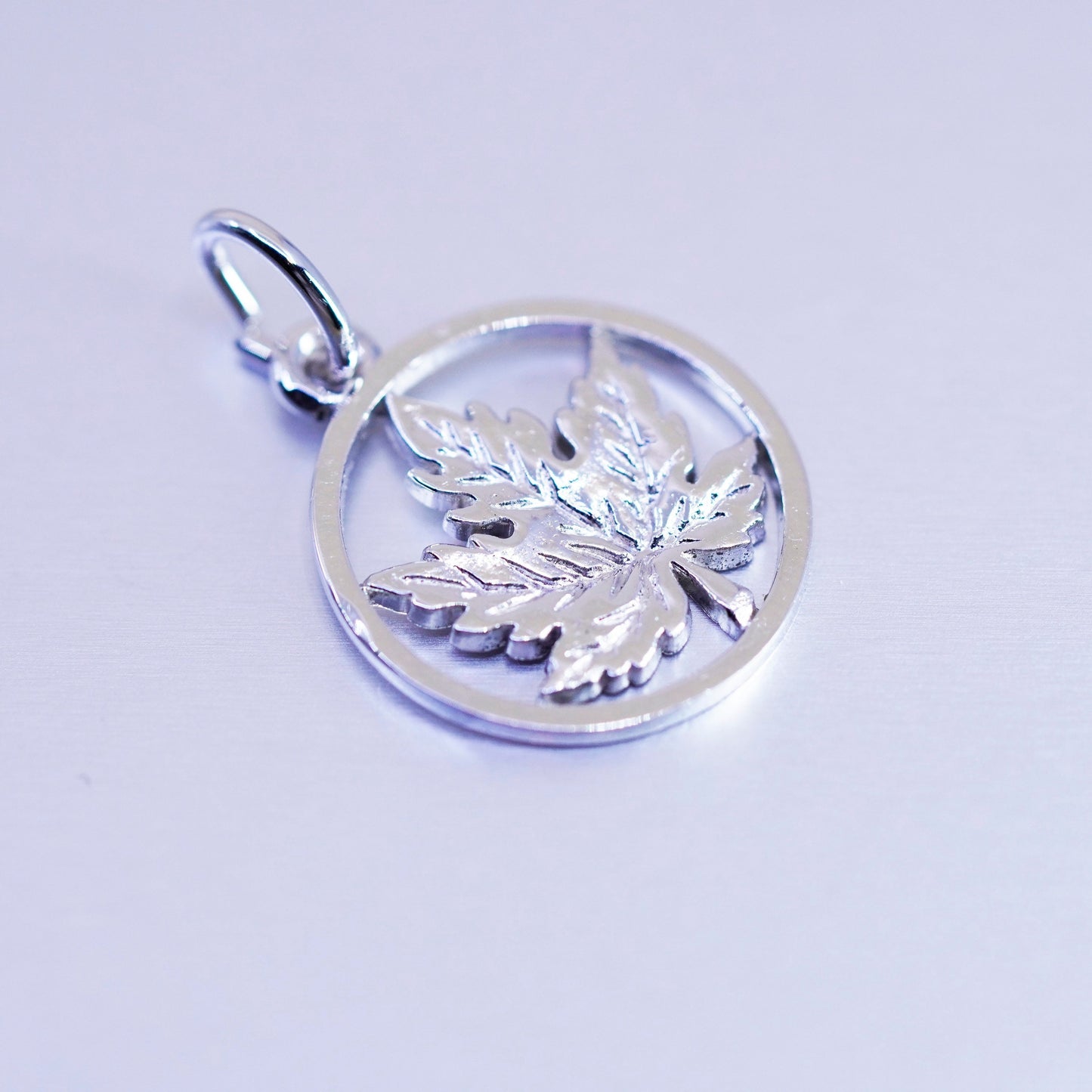 antique sterling 925 silver handmade maple leaf pendant