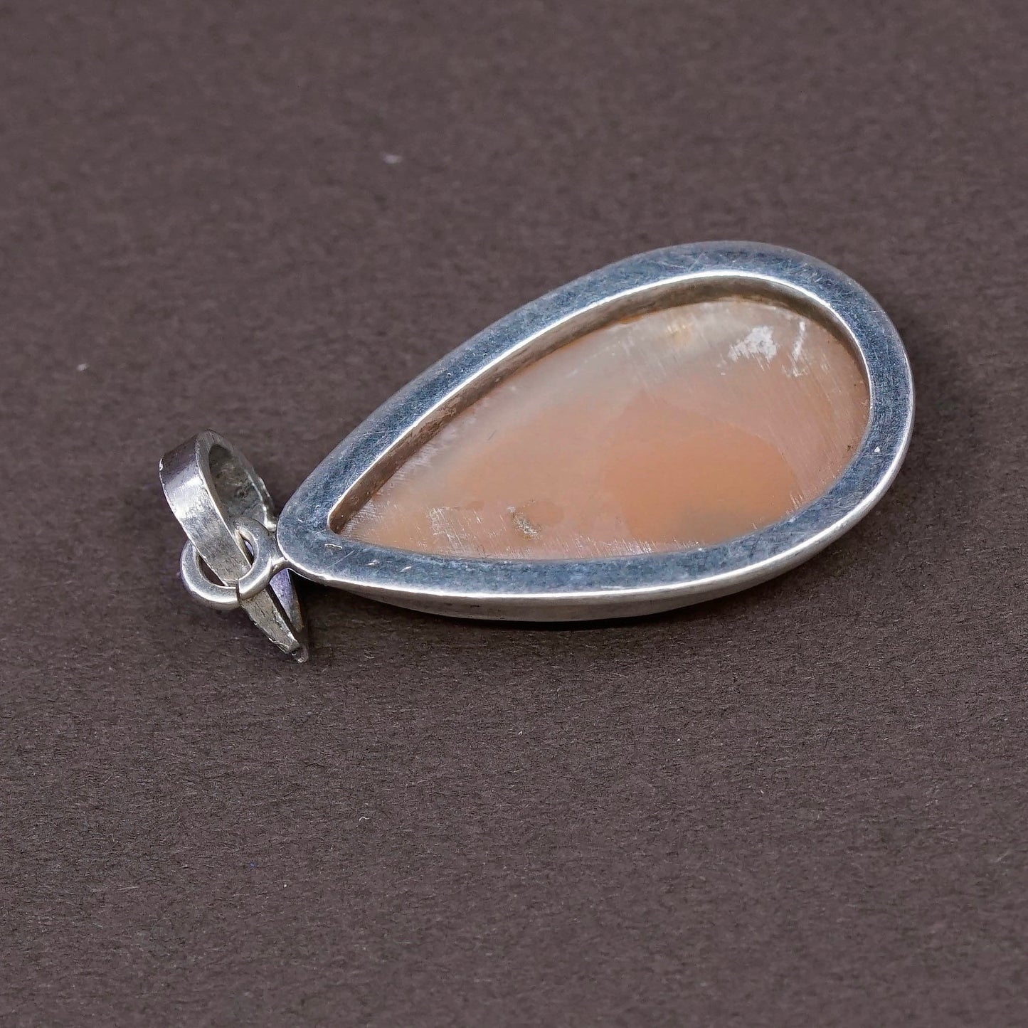 Vintage Sterling 925 silver handmade pendant with agate cameo girl