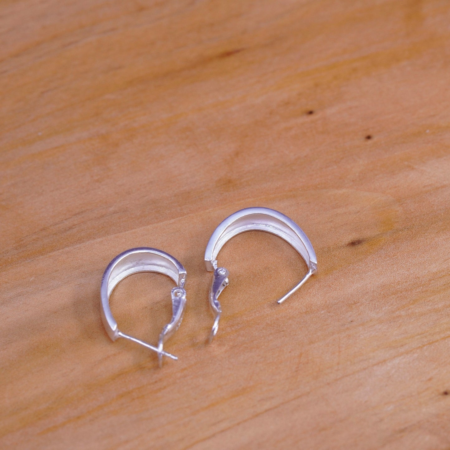 0.5”, Vintage Sterling silver handmade earrings, 925 hoops, huggie