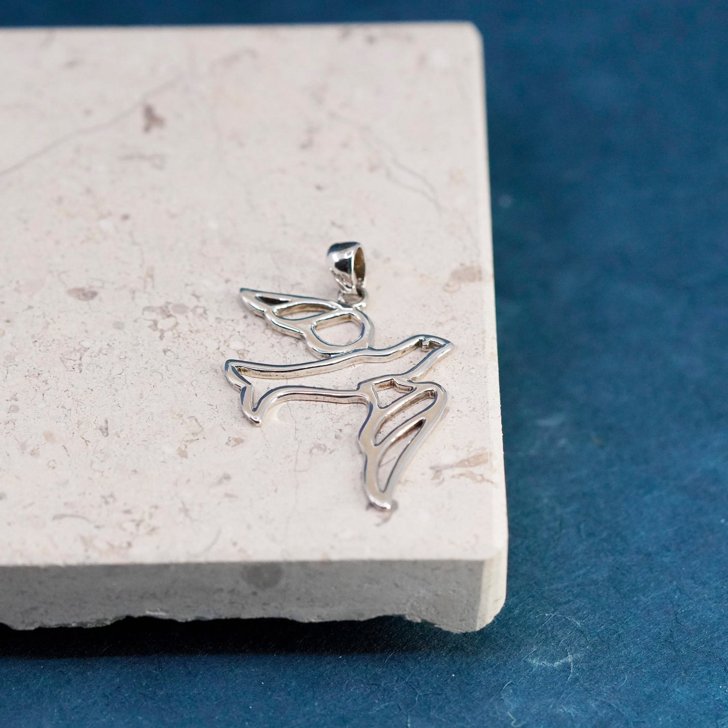 Vintage sterling silver handmade pendant, 925 peace dove bird