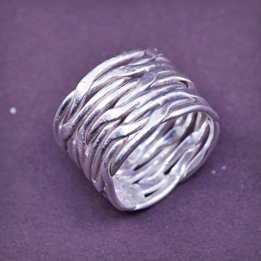 Size 5, vintage Sterling silver handmade wired ring, 925 band