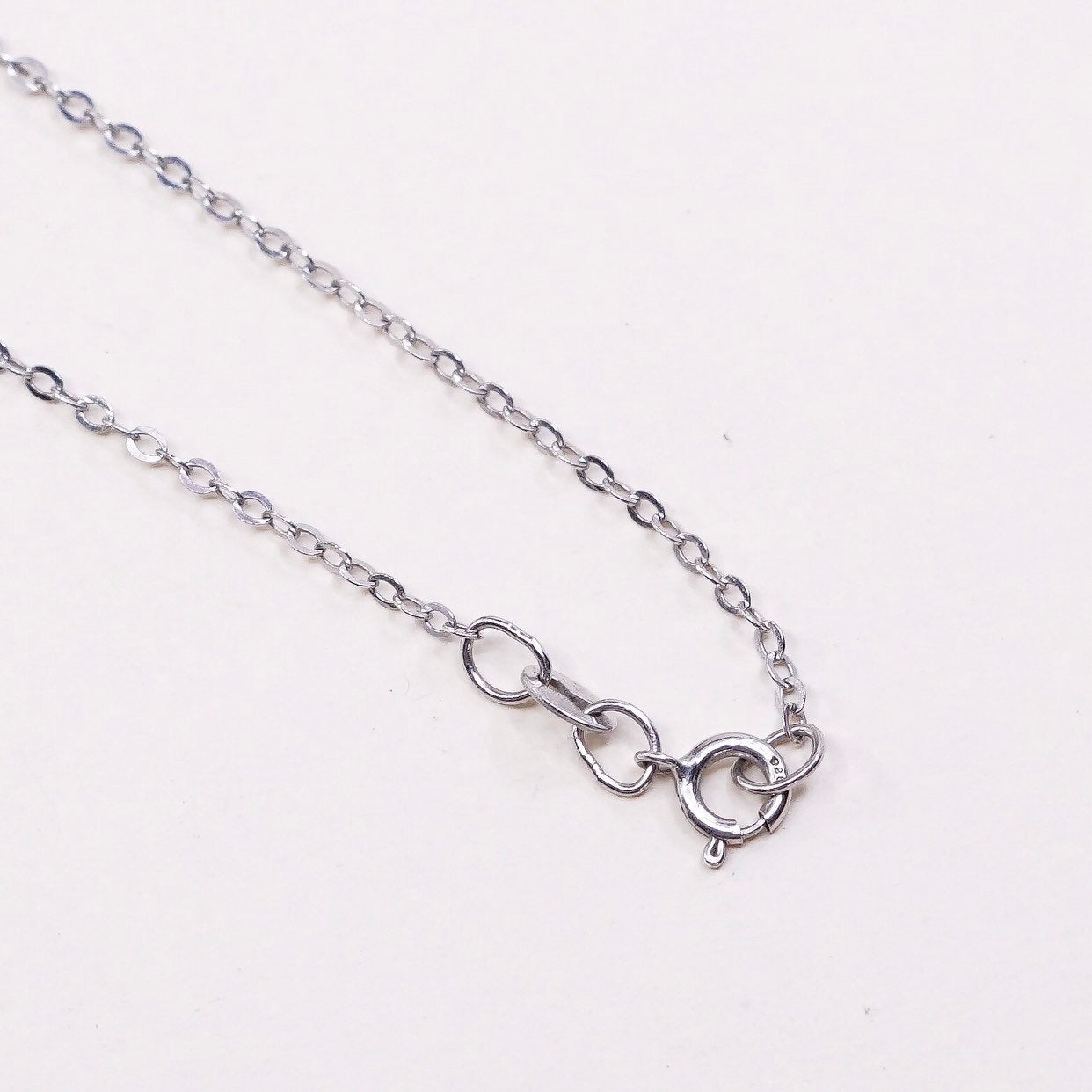 18”, vtg sterling silver flatten circle link chain w/ cross pendant, necklace