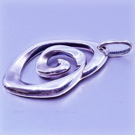 antique sterling 925 silver handmade modern swirl pendant