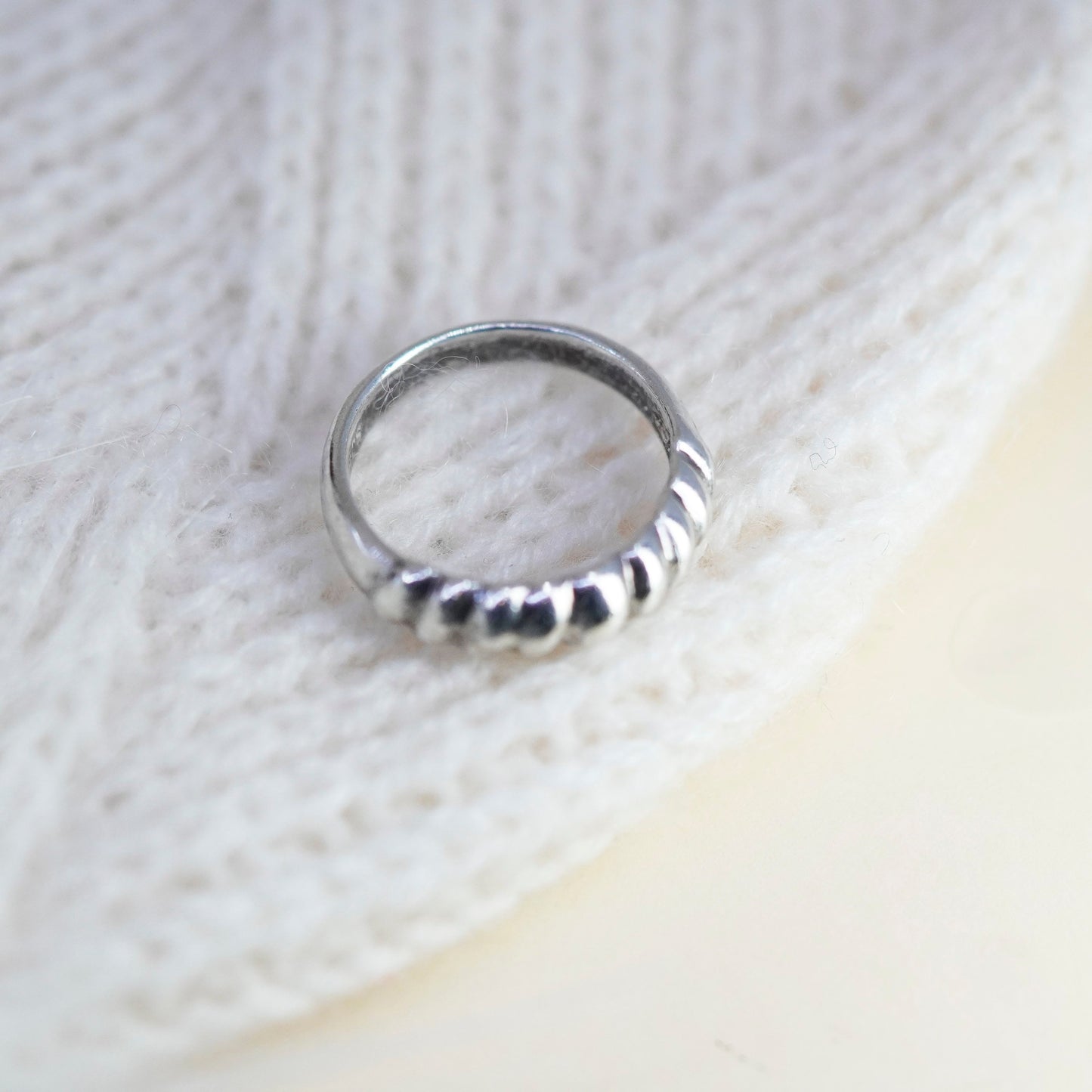 Size 7, vintage Sterling silver handmade ring, stackable 925 ribbed band
