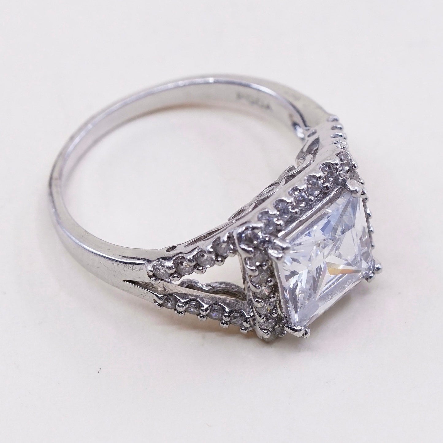 Size 7, vintage PGDA Sterling 925 silver with cz engagement ring