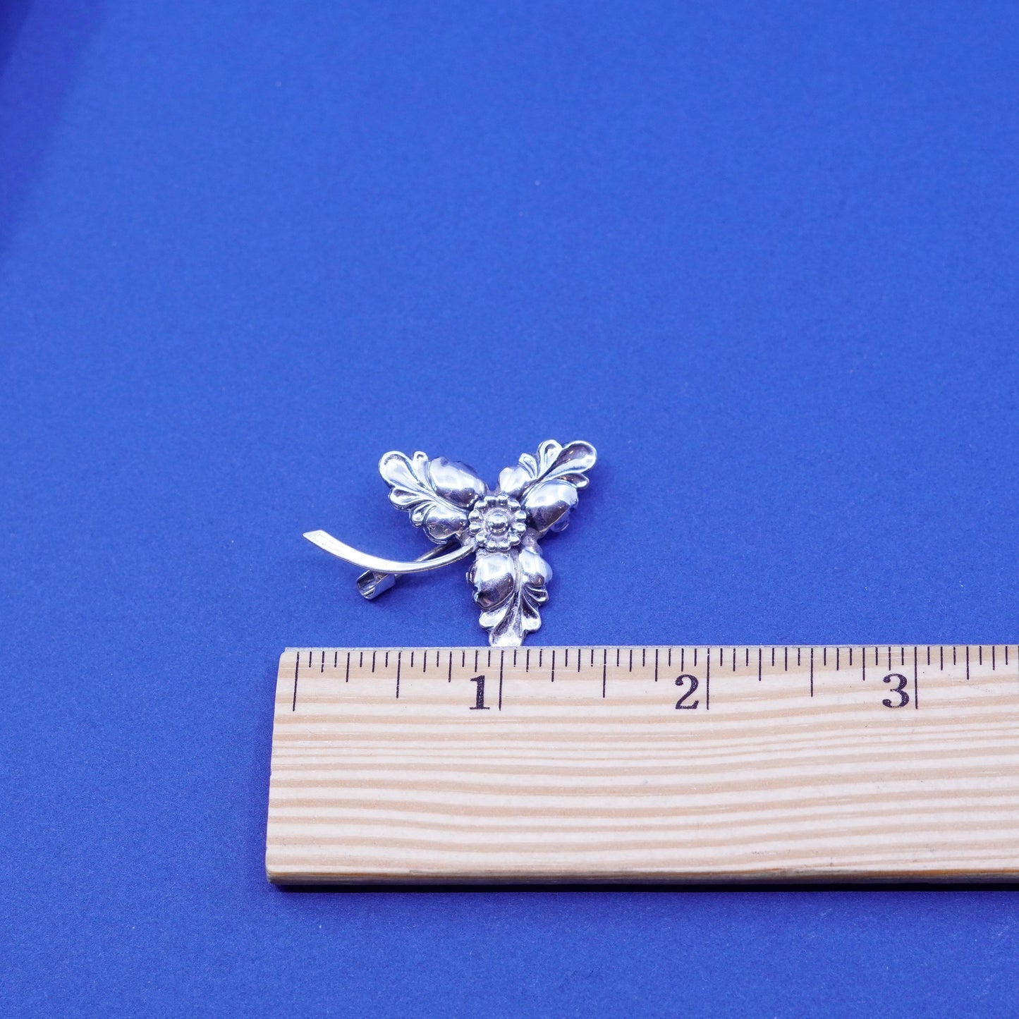 Vintage Denmark Sterling silver handmade brooch, 925 flower pin