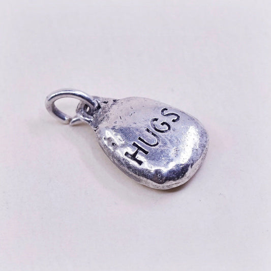 Vintage DV sterling silver Nugget charm, 925 pendant with “hugs”