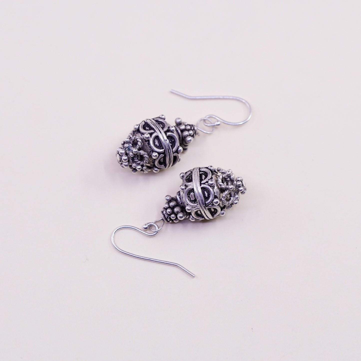 Vintage silver tone Bali earrings