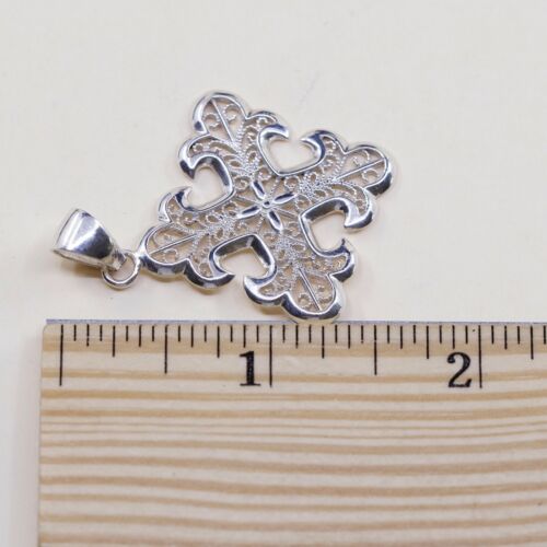 Vintage Milor Sterling Silver Handmade Pendant, 925 Filigree Jerusalem cross